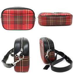 Coach COACH shoulder bag PVC plaid print tartan check pattern CC146 red black multicolor