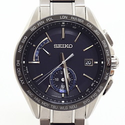 SEIKO Seiko men's watch Brights SAGA235 black dial titanium dual time solar radio clock