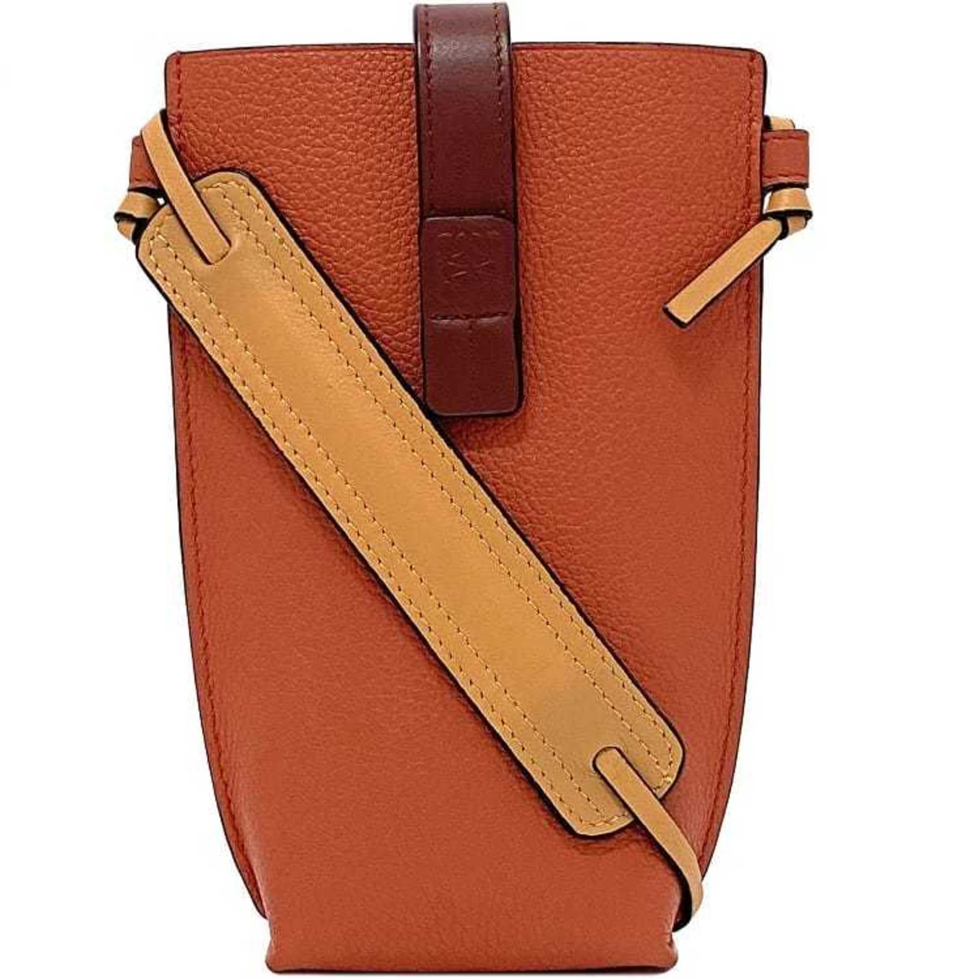 Loewe pocket shoulder orange brown anagram 124.12.Z45 6977 pochette leather LOEWE bag card