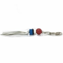 Loewe bag charm white red blue silver leather metal plastic LOEWE tassel key ring holder accent