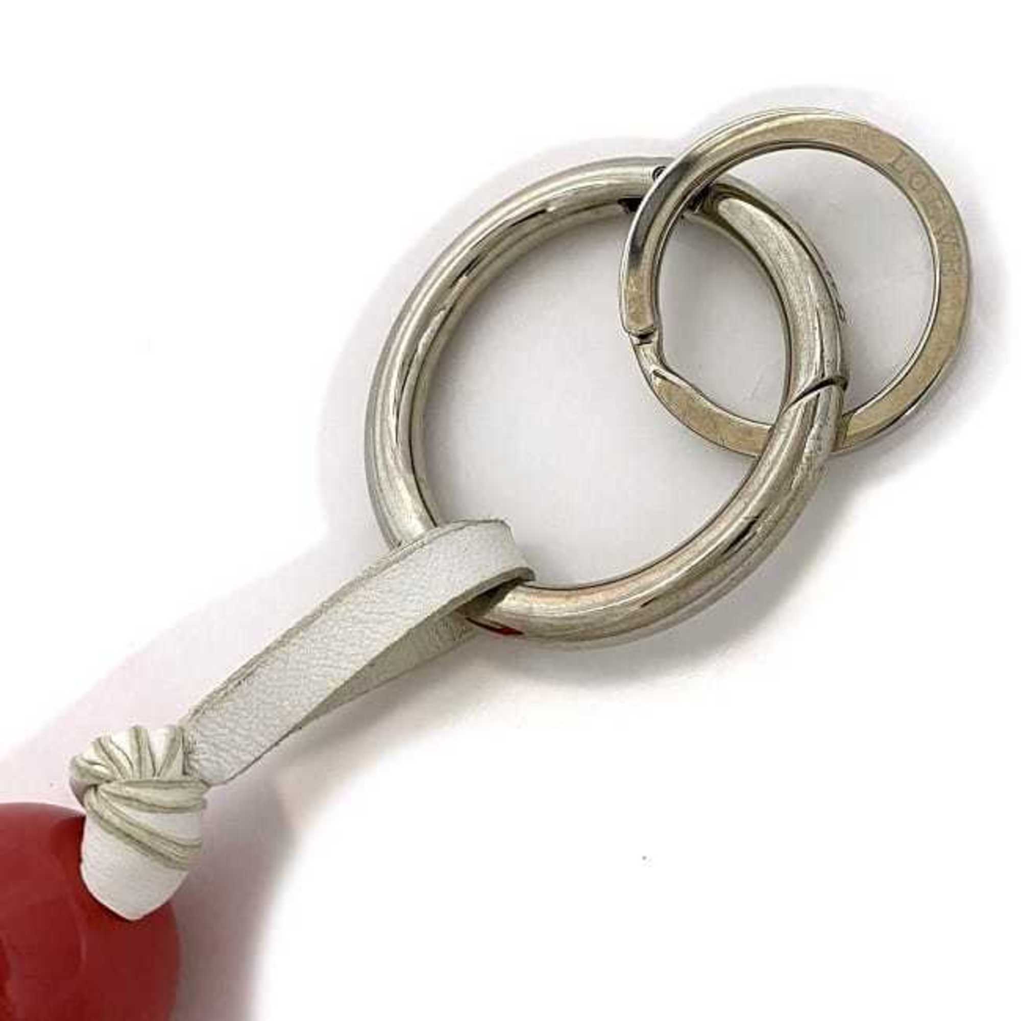Loewe bag charm white red blue silver leather metal plastic LOEWE tassel key ring holder accent