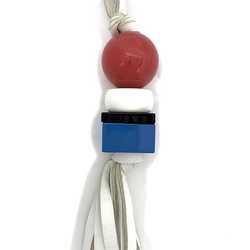 Loewe bag charm white red blue silver leather metal plastic LOEWE tassel key ring holder accent