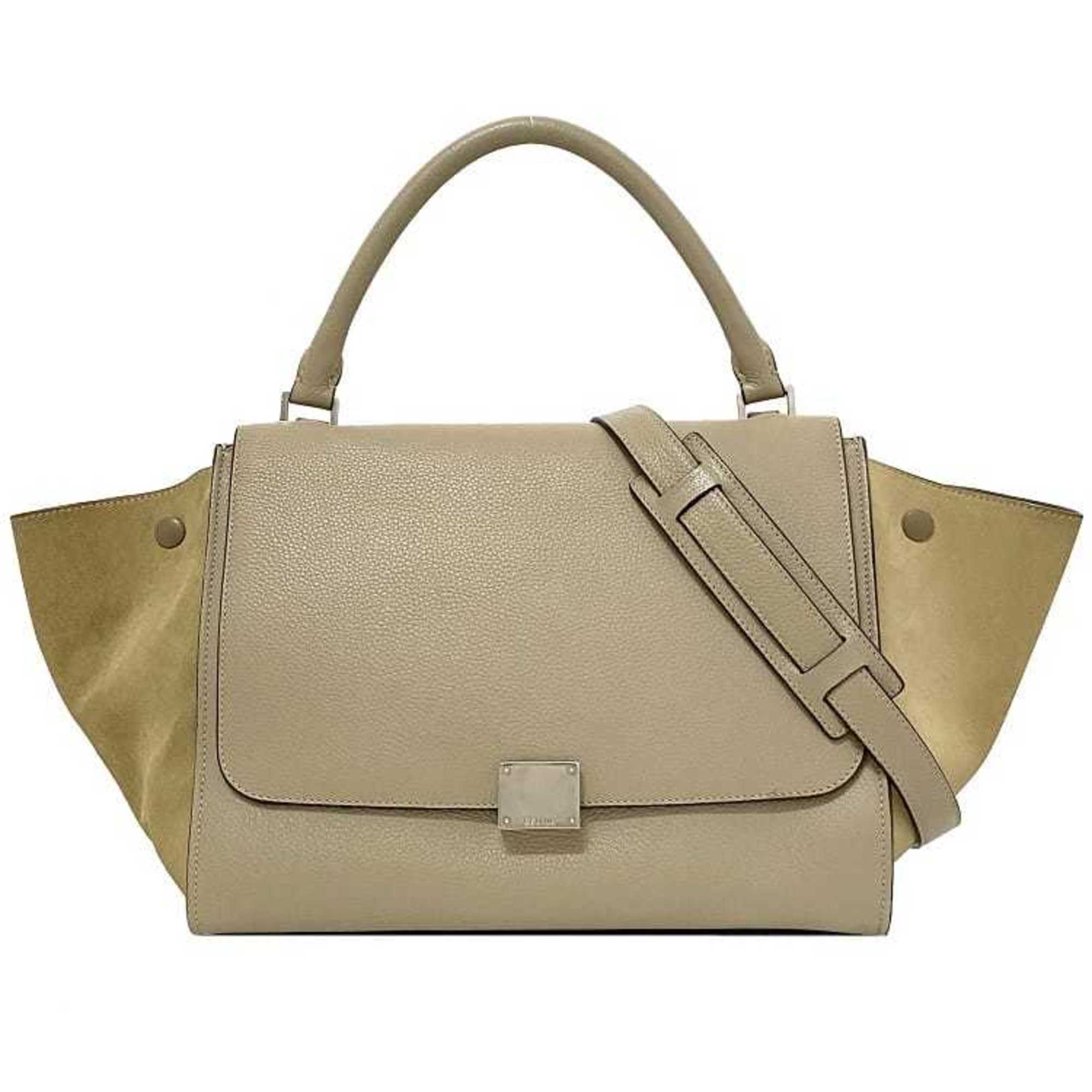 Celine bag trapeze gray beige 169543 leather suede CELINE handbag shoulder flap turn lock ladies eLADY Globazone