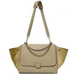 Celine bag trapeze gray beige 169543 leather suede CELINE handbag shoulder flap turn lock ladies