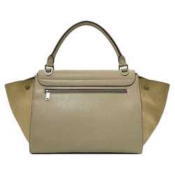 Celine bag trapeze gray beige 169543 leather suede CELINE handbag shoulder flap turn lock ladies