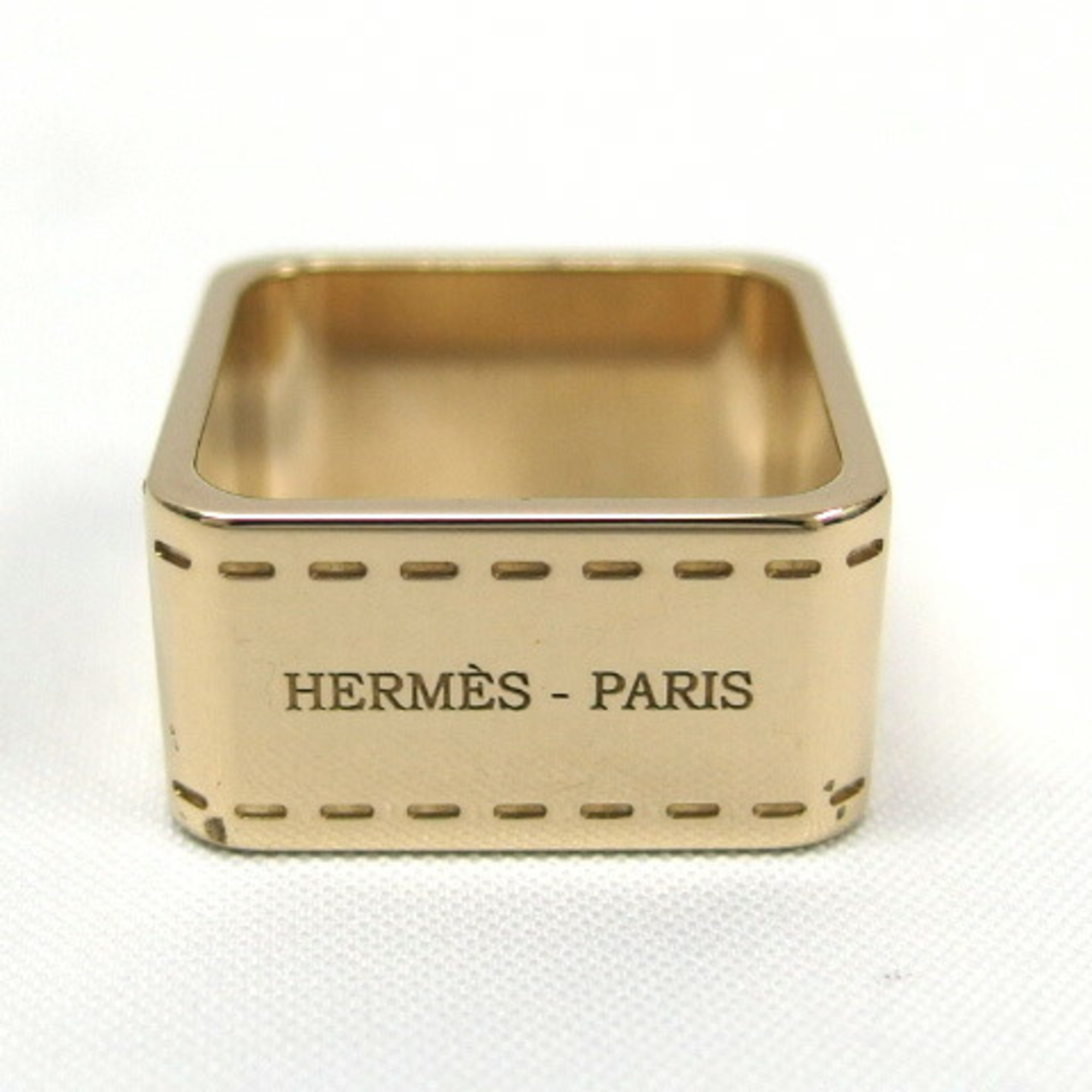 Hermes Bolduc permabrass scarf ring champagne gold color