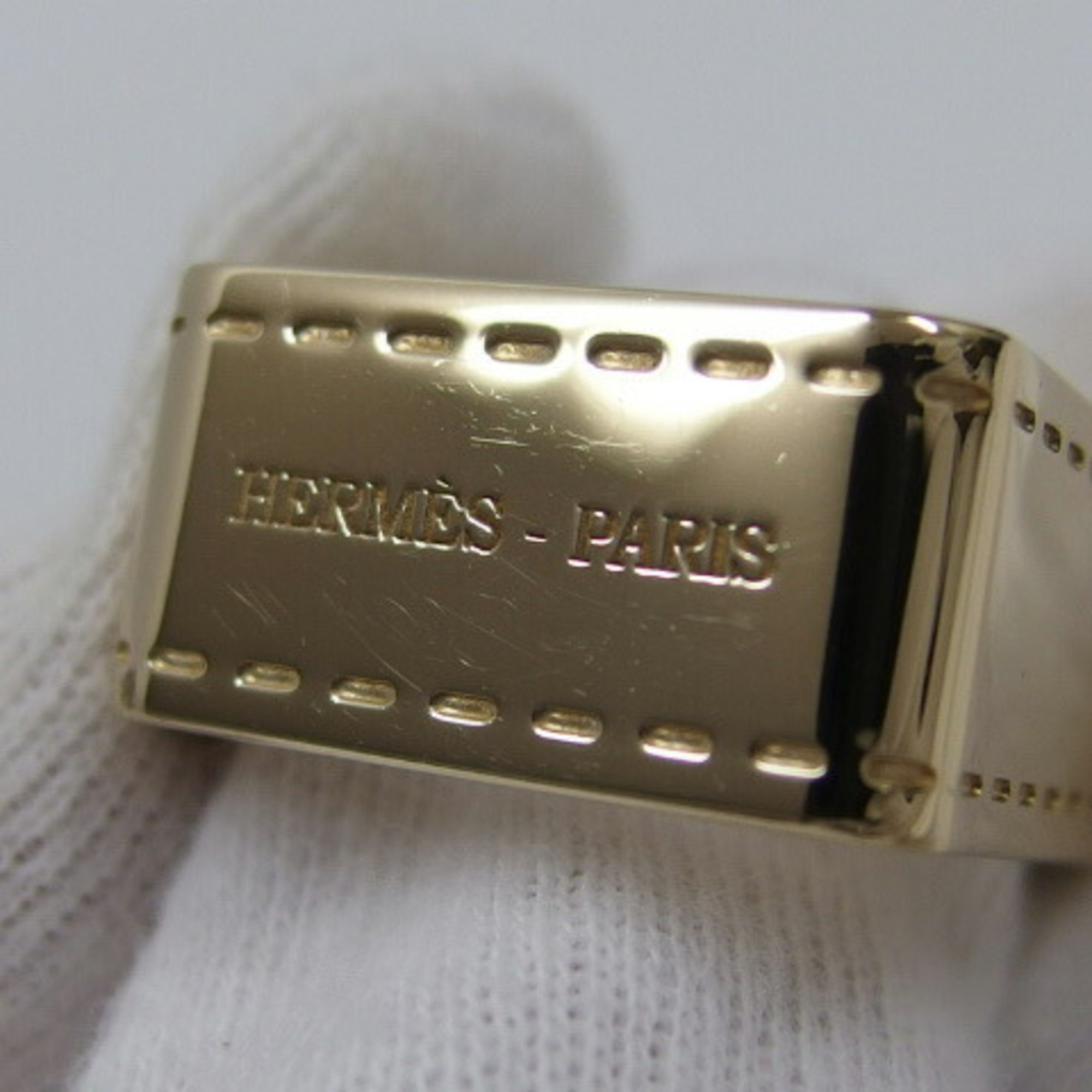 Hermes Bolduc permabrass scarf ring champagne gold color