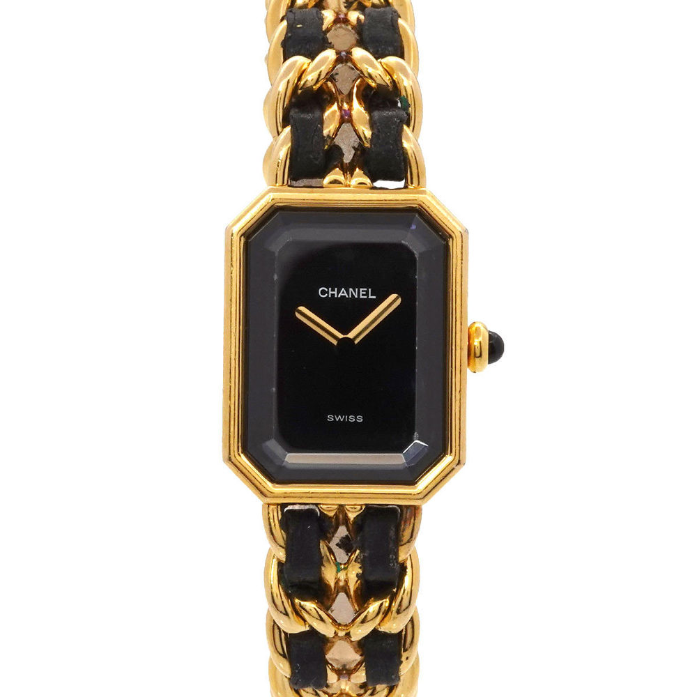 Chanel CHANEL Premiere M size H0001 Vintage ladies watch black dial gold  quartz