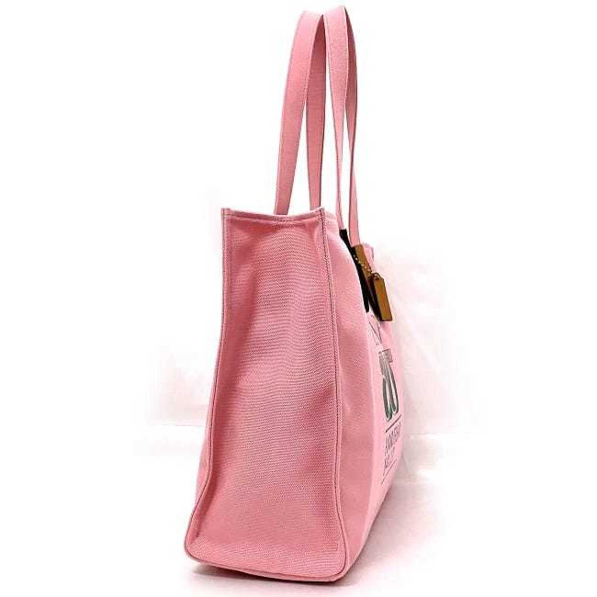 Coach Tote Bag Pink C7072 Canvas Leather COACH Big 80TH Anniversary 80th Limited Collection Size Cloth Charm