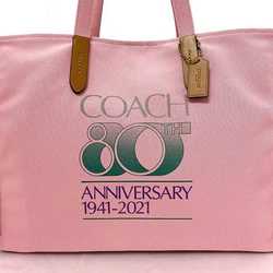 Coach Tote Bag Pink C7072 Canvas Leather COACH Big 80TH Anniversary 80th Limited Collection Size Cloth Charm