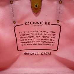 Coach Tote Bag Pink C7072 Canvas Leather COACH Big 80TH Anniversary 80th Limited Collection Size Cloth Charm