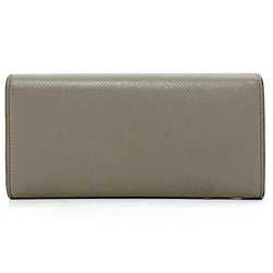 Celine bi-fold long wallet large flap beige graige leather CELINE ladies