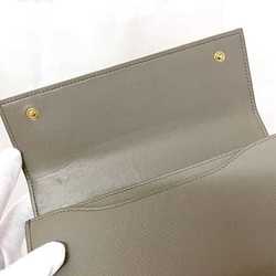 Celine bi-fold long wallet large flap beige graige leather CELINE ladies