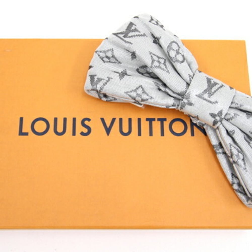 Louis Vuitton Hair Turban Pool M76808 Silver 100% Silk Band Ribbon