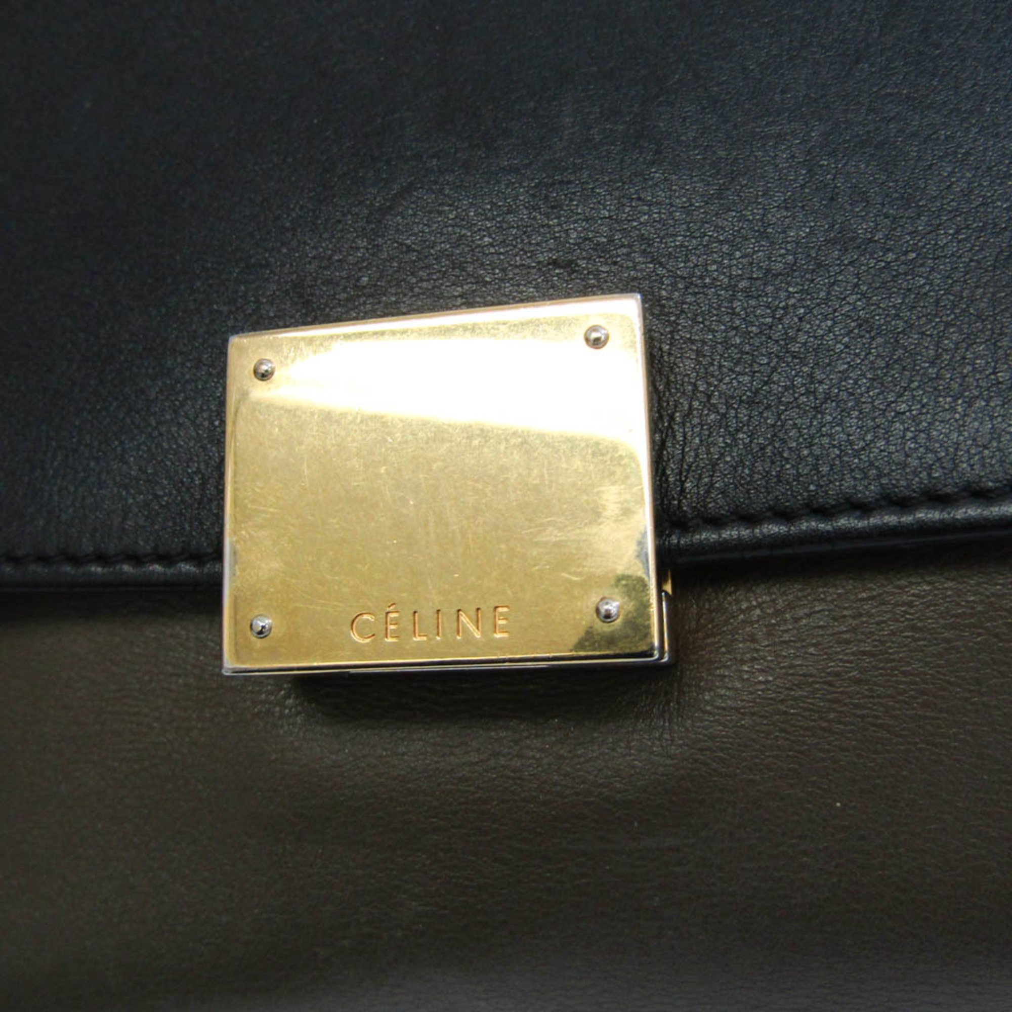 Celine Trapeze Women's Leather,Suede Handbag,Shoulder Bag Black,Grayish,Red Color