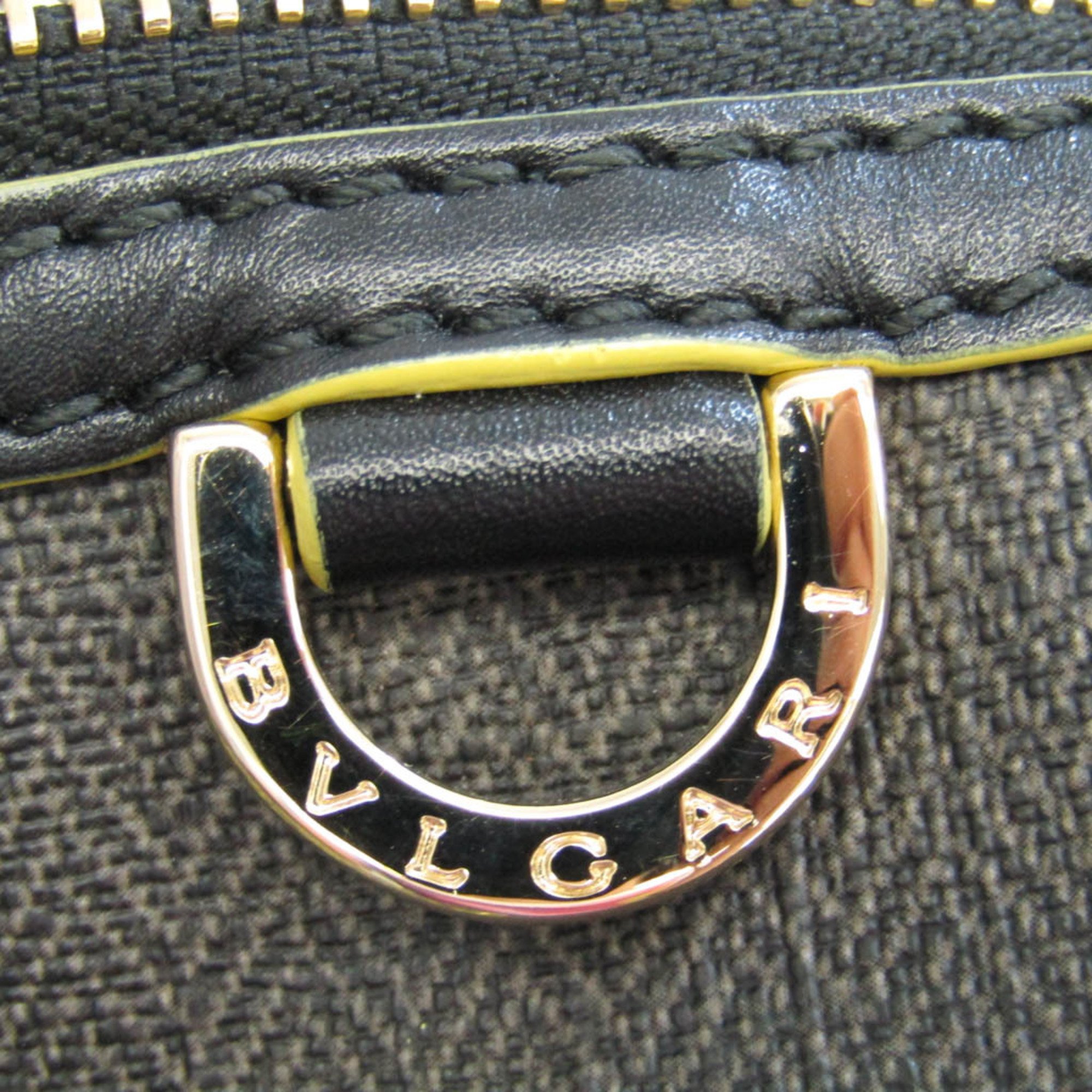 Bvlgari Collezione 32524 Women,Men Leather,PVC Shoulder Bag Black,Yellow