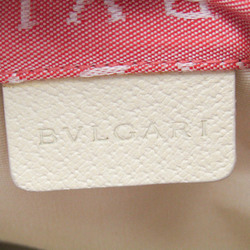 Bvlgari Logomania Women's Canvas,Leather Handbag Cream,Pink