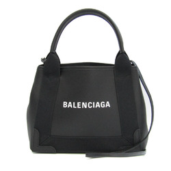 Balenciaga Navy Cabas 390346 Men,Women Leather Handbag,Shoulder Bag,Tote Bag Black