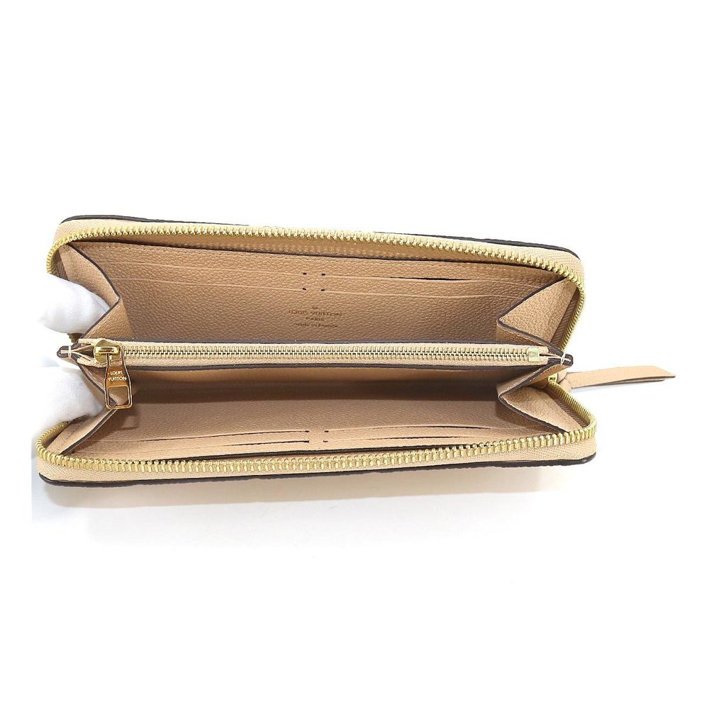 Louis Vuitton LOUIS VUITTON Monogram Implant Portefeuille Clemence Round  Zipper Long Wallet Leather Dune M60173