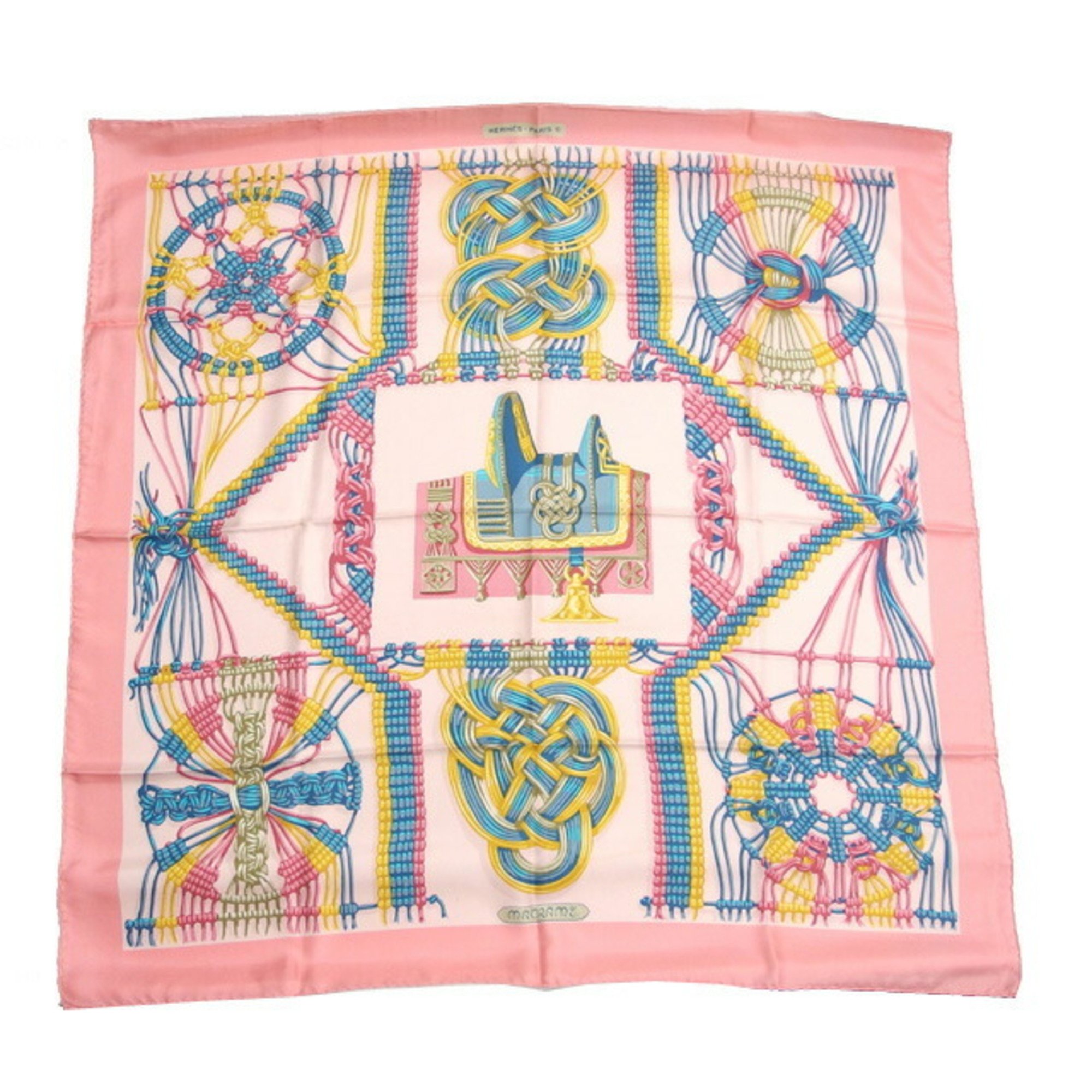 Hermes Carre 90 silk scarf muffler pink multicolor