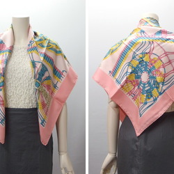 Hermes Carre 90 silk scarf muffler pink multicolor