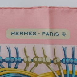 Hermes Carre 90 silk scarf muffler pink multicolor