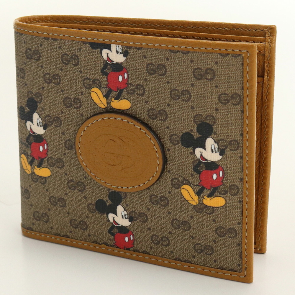 GUCCI Gucci Disney Collaboration Bifold Wallet GG Supreme 602549 with Coin  Purse PVC Men's