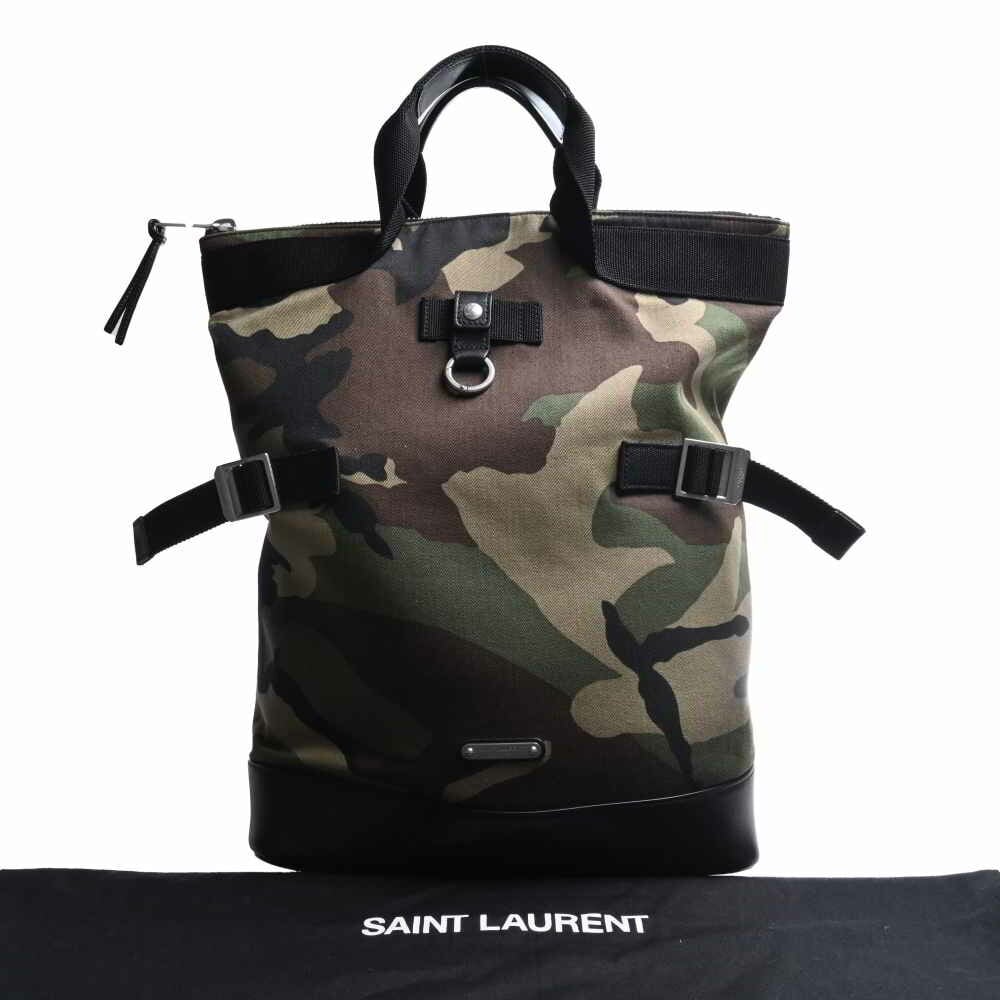 SAINT LAURENT Saint Laurent canvas RIVINGTON RACE convertible rucksack  backpack 484172 green black