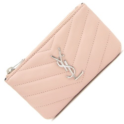 Saint Laurent coin case monogram 438386 pink beige leather purse small wallet key SAINT LAURENT PARIS