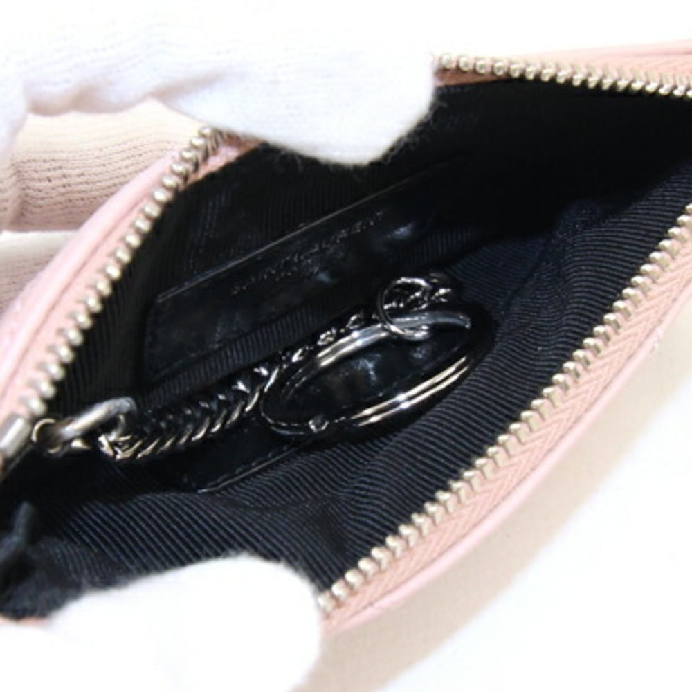 Saint Laurent coin case monogram 438386 pink beige leather purse