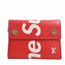 LOUIS VUITTON Louis Vuitton Supreme collaboration epi chain tri-fold wallet  M67755 red