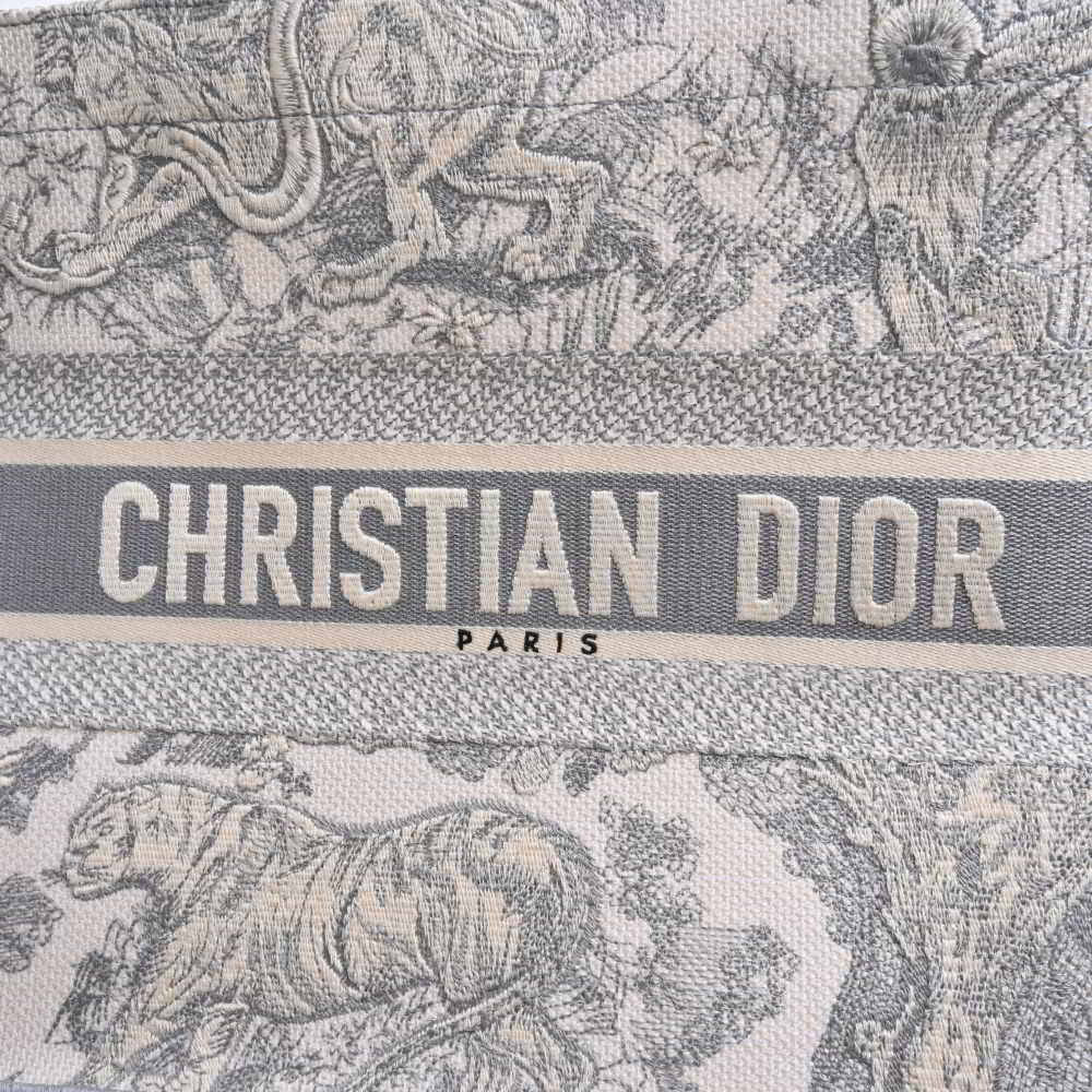 CHRISTIAN DIOR Canvas Toile De Jouy Embroidered Medium Book Tote