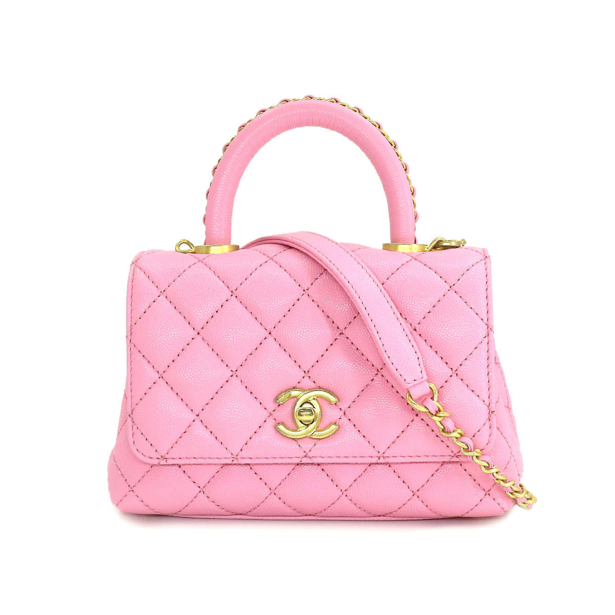 Chanel CHANEL Coco Handle Matelasse 2way Hand Shoulder Bag Caviar ...