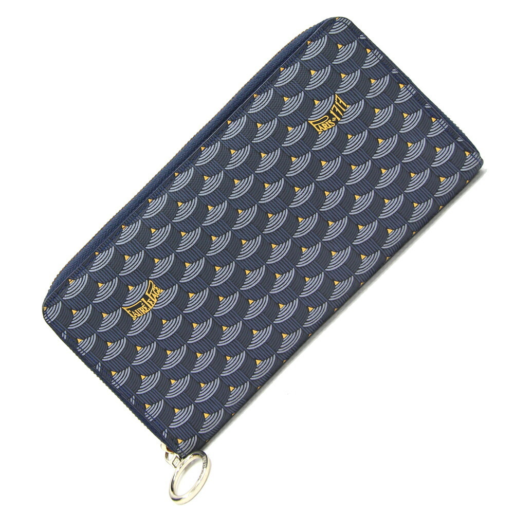 Forelpage Round Long Wallet 2031004 Navy Yellow PVC Écaille Men's FAURE LE  PAGE