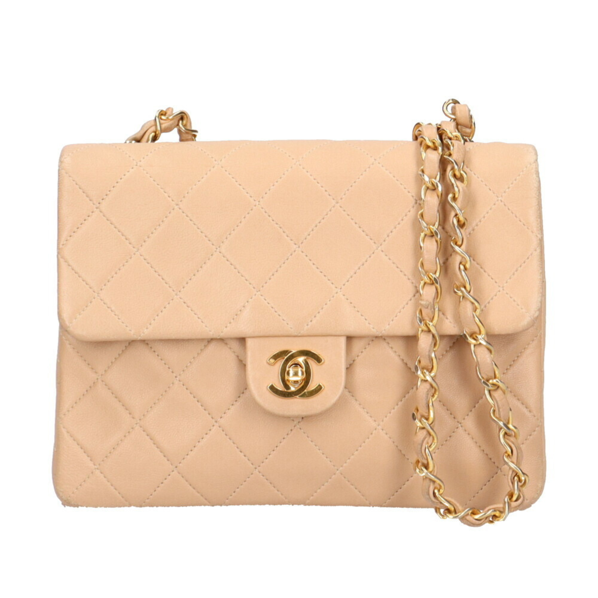 Chanel Chain Matelasse Shoulder Bag Lambskin Beige Ladies CHANEL