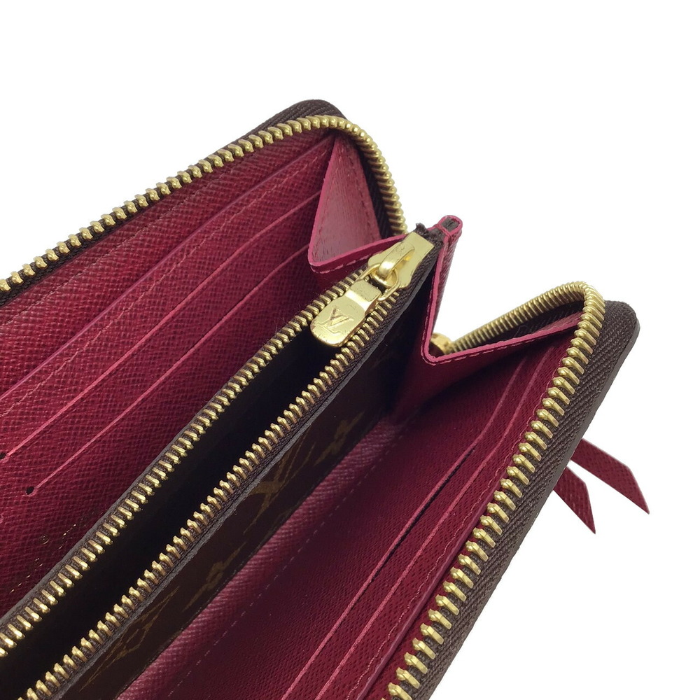 LOUIS VUITTON Louis Vuitton Monogram Portefeuille Clemence M60742RFID Tag  Canvas Leather Fuchsia Compact Wallet Round Zipper Long Women's Men's  Unisex
