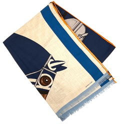 HERMES Hermes Rectangle Stole 2022 Spring/Summer Collection Natural Jaune Marine Silk Cashmere Scarf 22SS Women's Men's