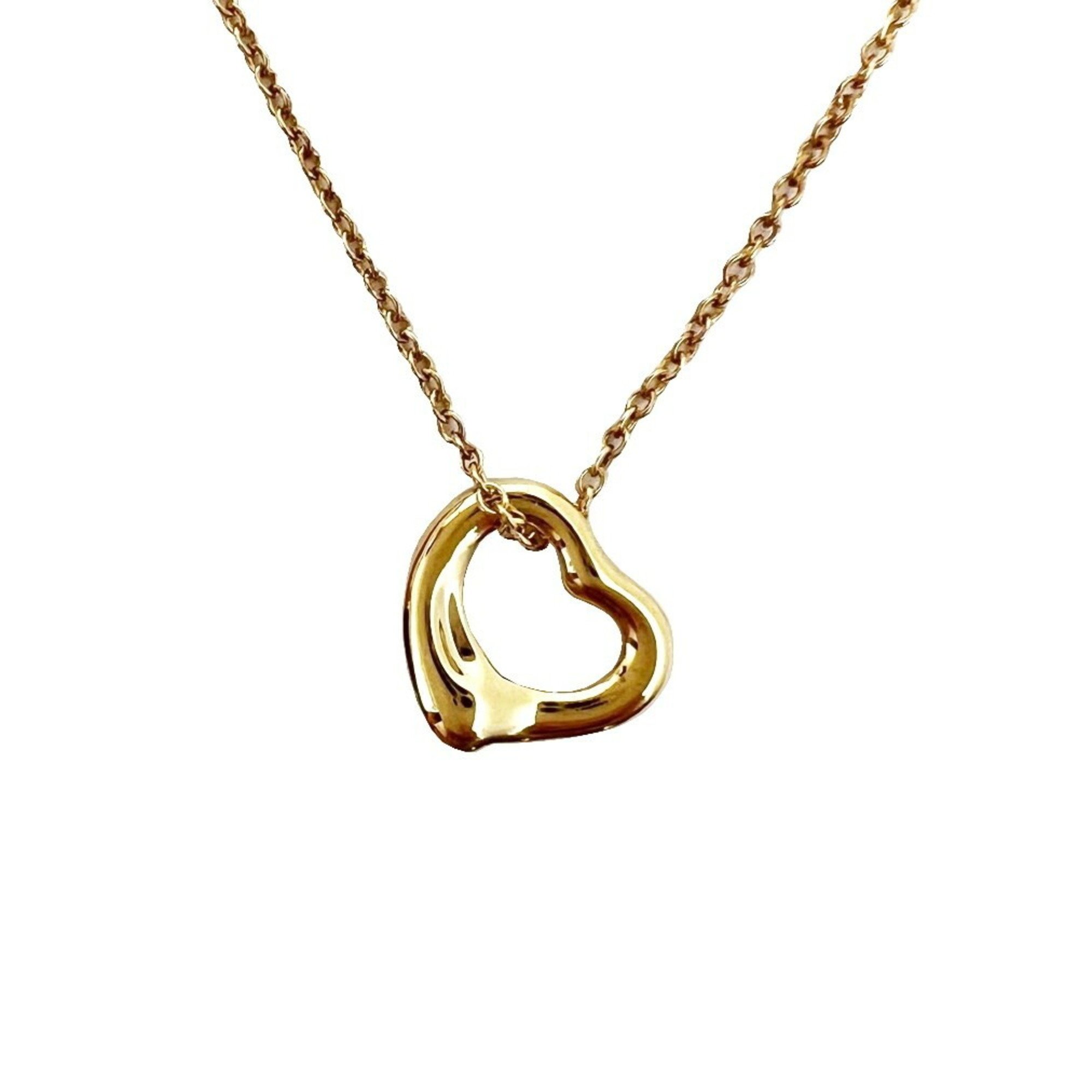 Tiffany TIFFANY & Co. Open Heart 11mm Elsa Peretti Necklace Pendant 18K Gold 750 K18