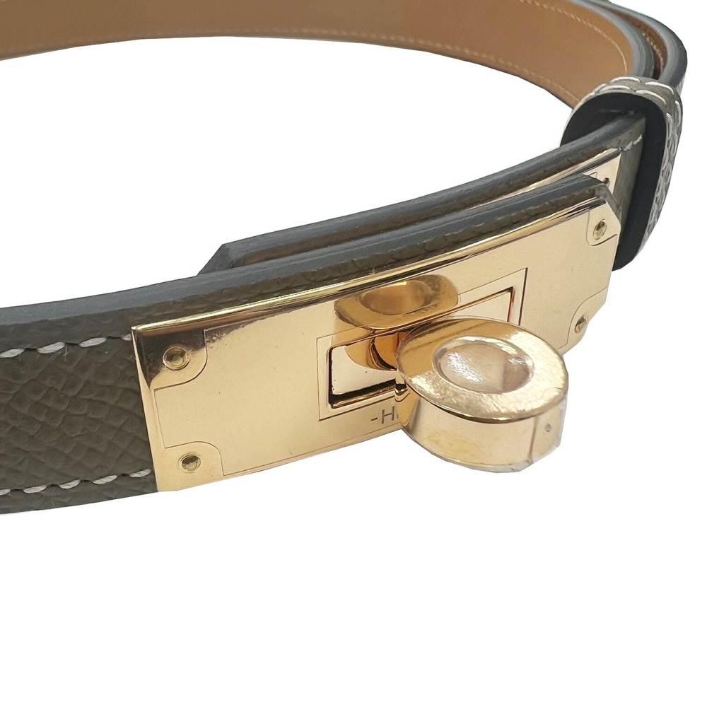 Hermes HERMES Kelly Belt Epsom Etoupe Pink Gold Metal Fittings B Engraved  Made in 2023 Women's Gray