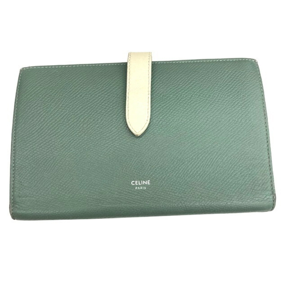 CELINE Celine large strap wallet green leather bifold | eLADY Globazone