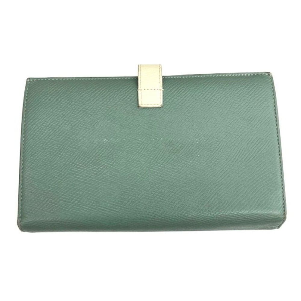 CELINE Celine large strap wallet green leather bifold