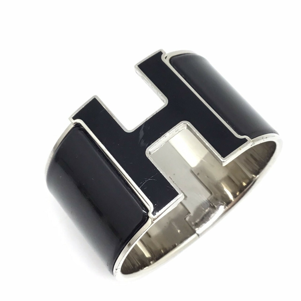 HERMES Hermes click crack XL TGM bracelet bangle silver black H