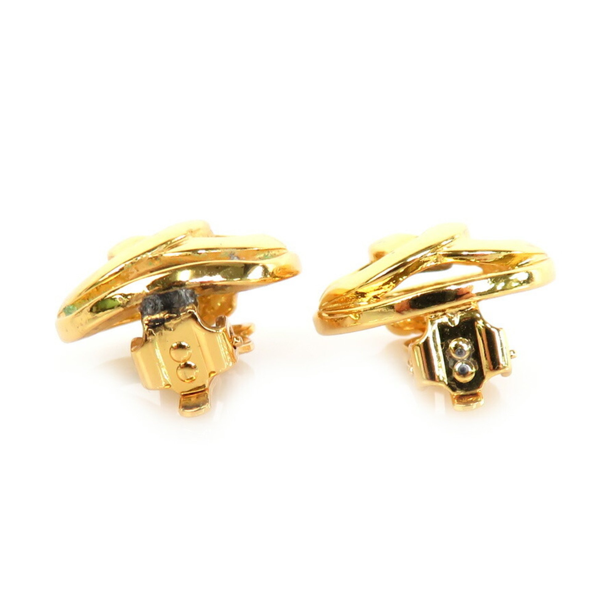 Chanel CHANEL earrings here mark metal gold ladies