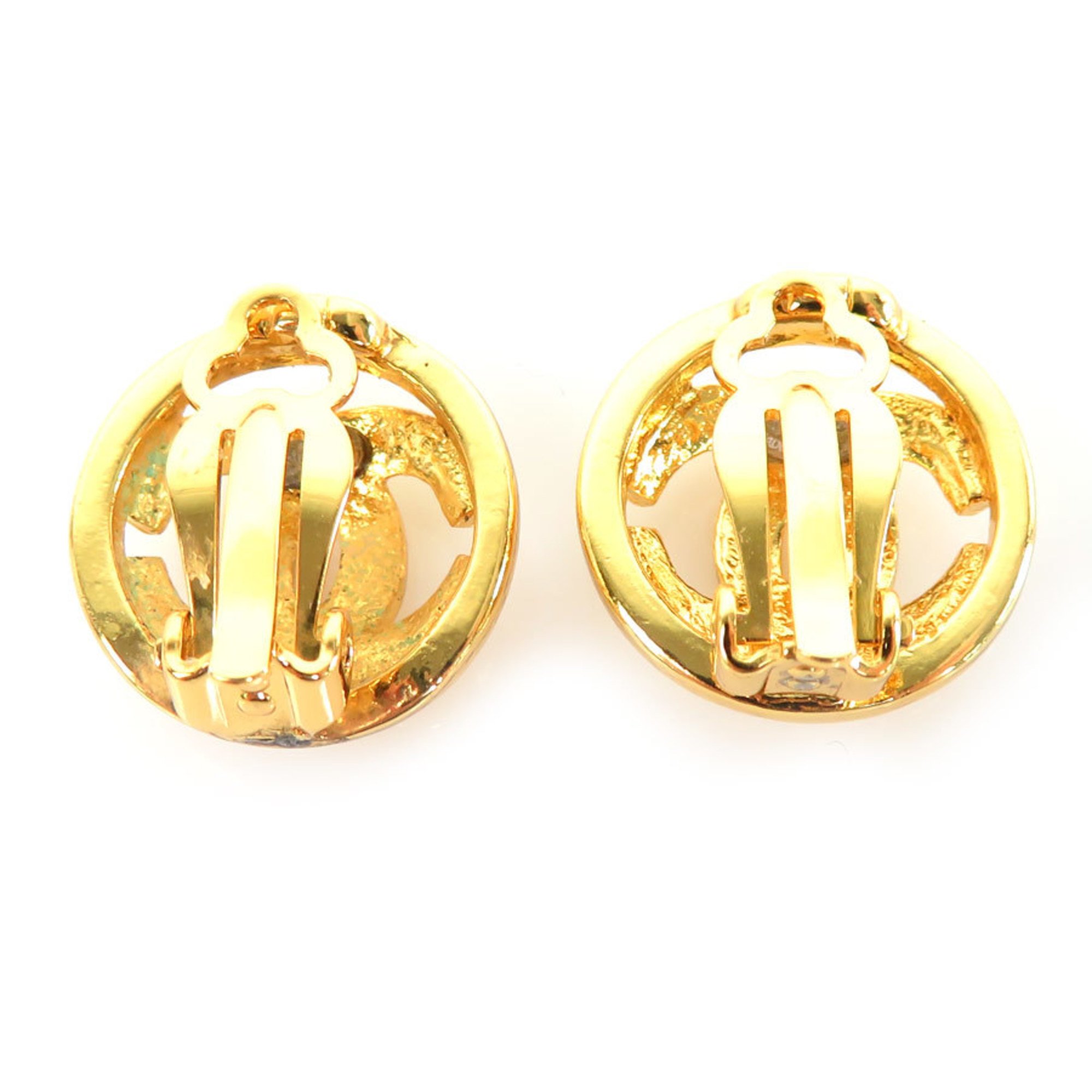 Chanel CHANEL earrings here mark metal gold ladies