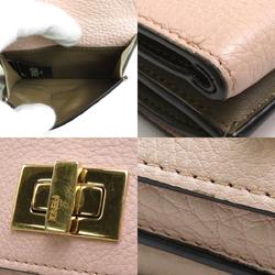 Fendi FENDI tri-fold wallet leather light pink gold ladies