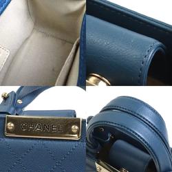 Chanel CHANEL Handbag Diagonal Shoulder Bag Matelasse Leather/Metal Dark Blue/Gold Women's