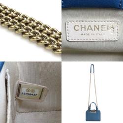 Chanel CHANEL Handbag Diagonal Shoulder Bag Matelasse Leather/Metal Dark Blue/Gold Women's