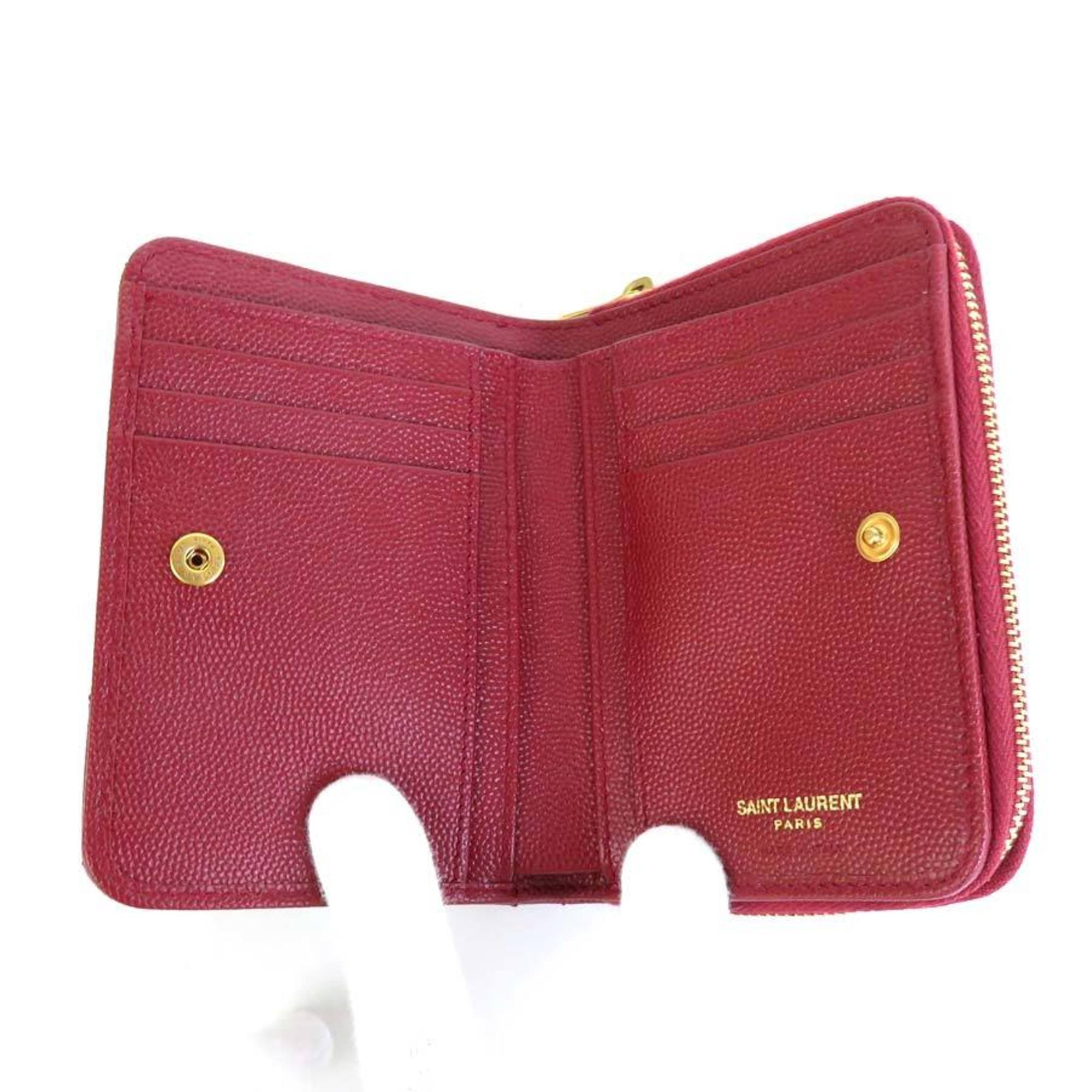 SAINT LAURENT Bifold Wallet Leather Red Ladies 403723