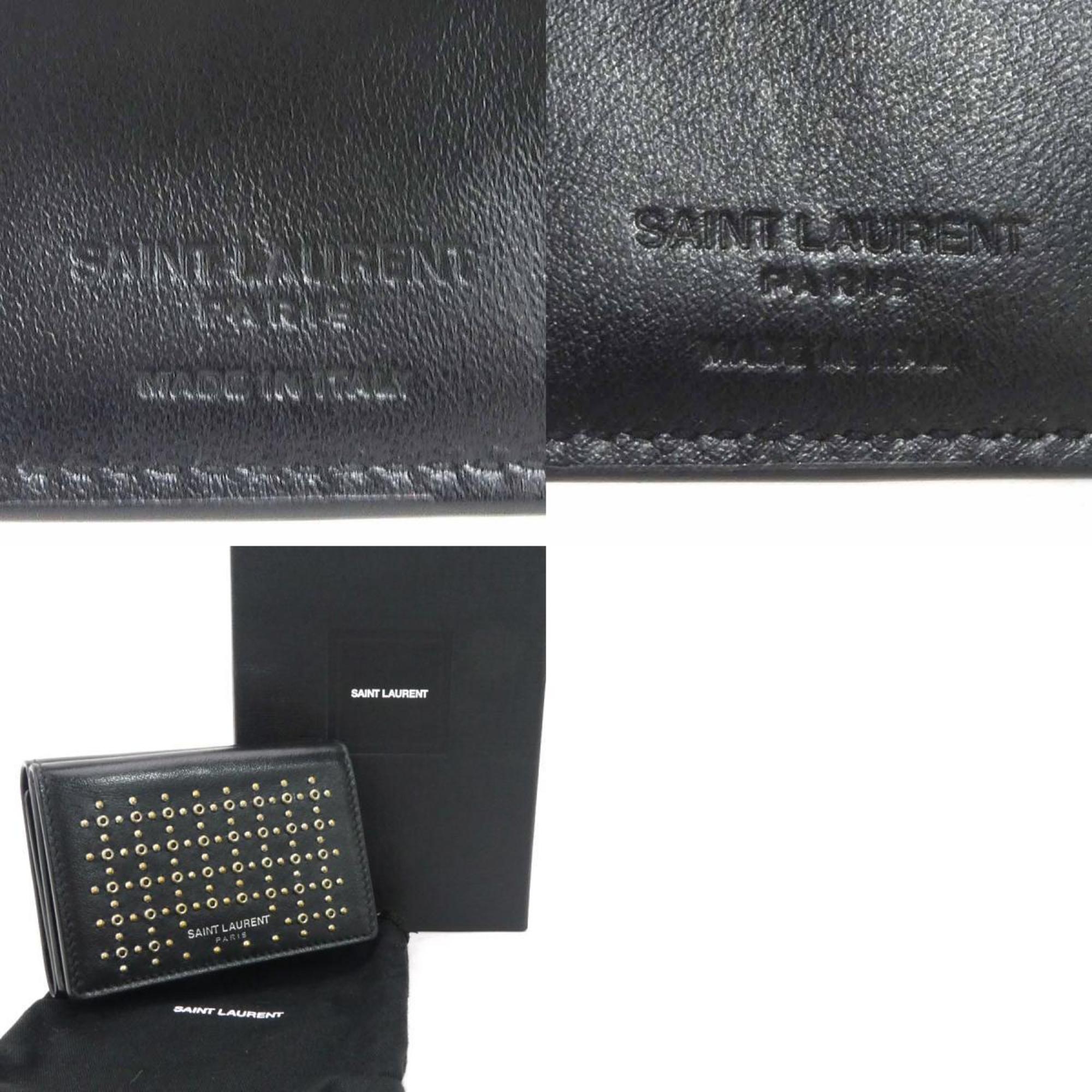 Saint Laurent SAINT LAURENT tri-fold wallet leather black unisex