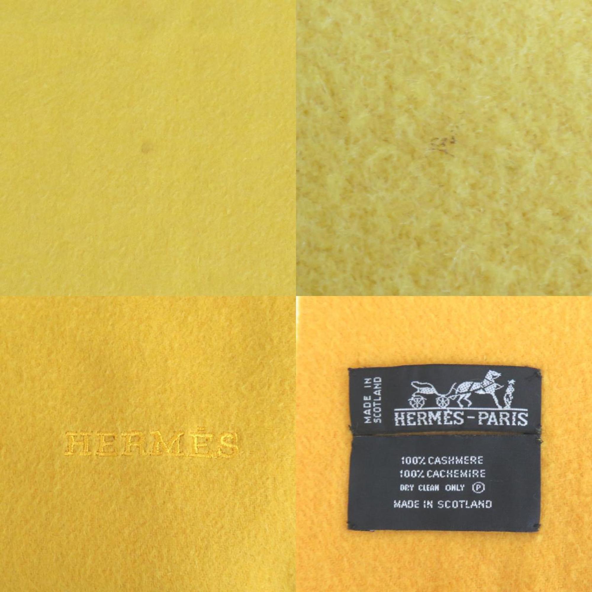 Hermes HERMES muffler cashmere yellow unisex